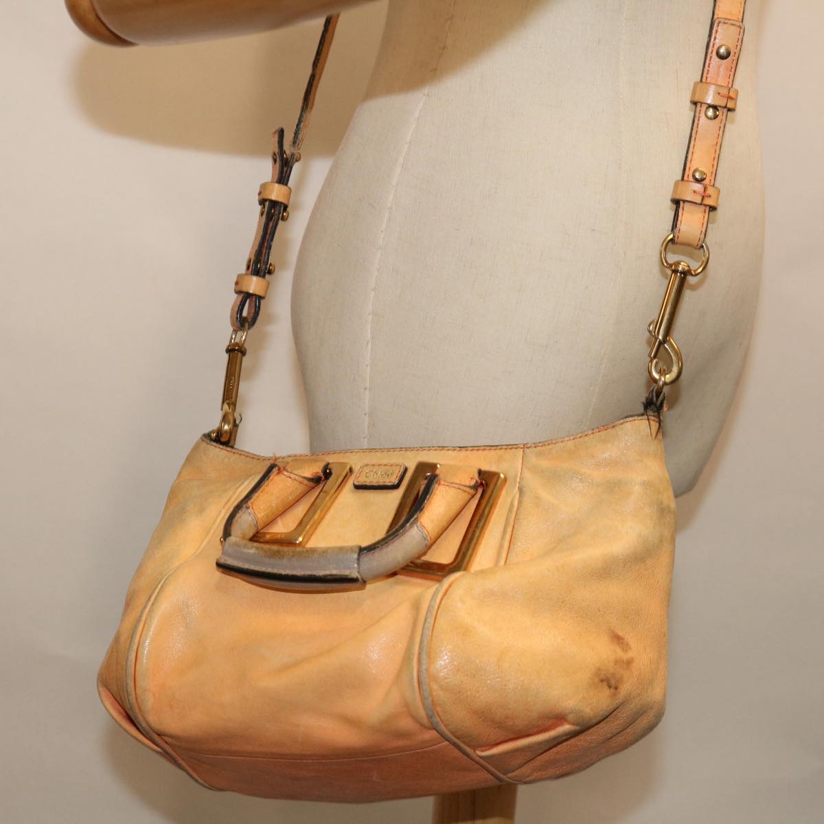Chloe Etel Hand Bag Leather 2way Orange Auth mr056