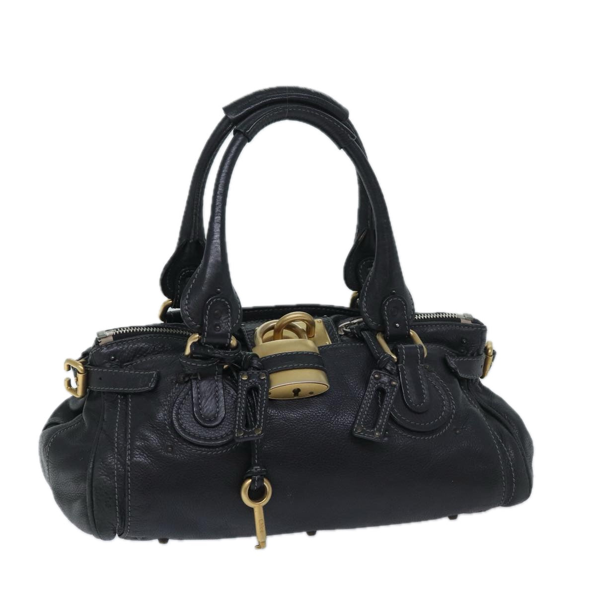 Chloe Paddington Shoulder Bag Leather Black Auth mr058
