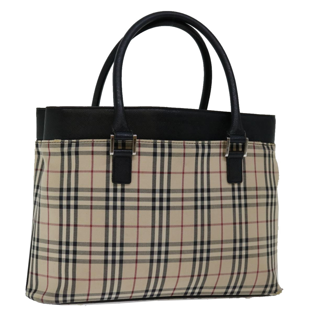 BURBERRY Nova Check Hand Bag Canvas Beige Brown Auth mr059