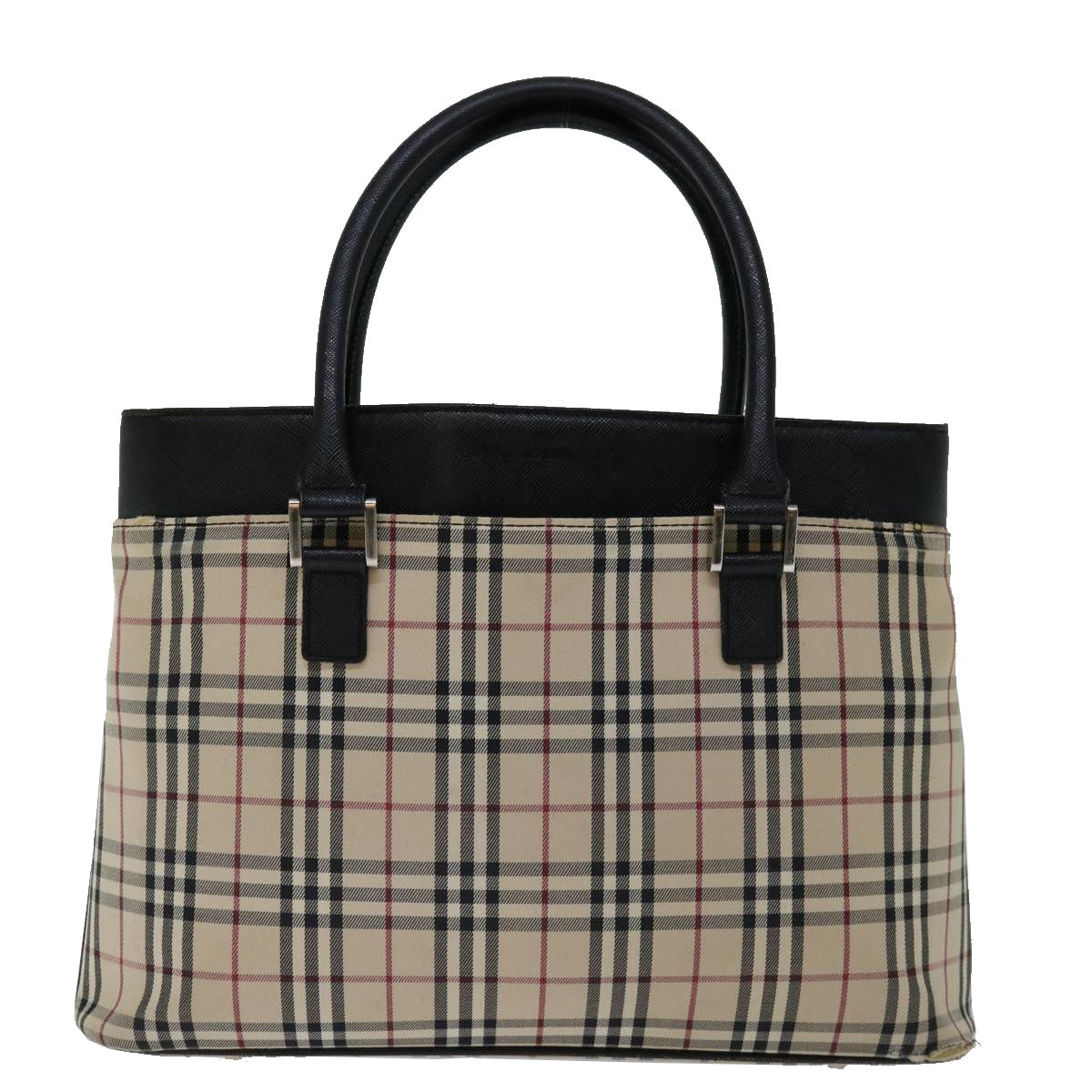 BURBERRY Nova Check Hand Bag Canvas Beige Brown Auth mr059