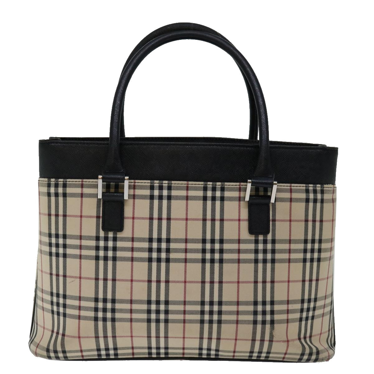 BURBERRY Nova Check Hand Bag Canvas Beige Brown Auth mr059