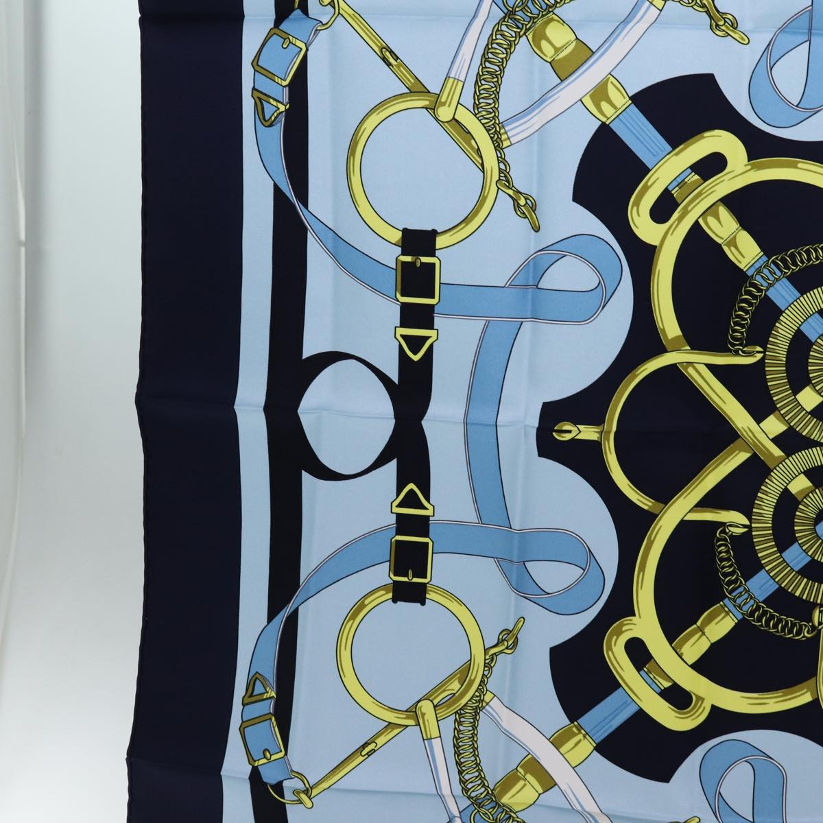 HERMES Carre 90 Eperon d'Or Scarf Silk Navy Auth mr068