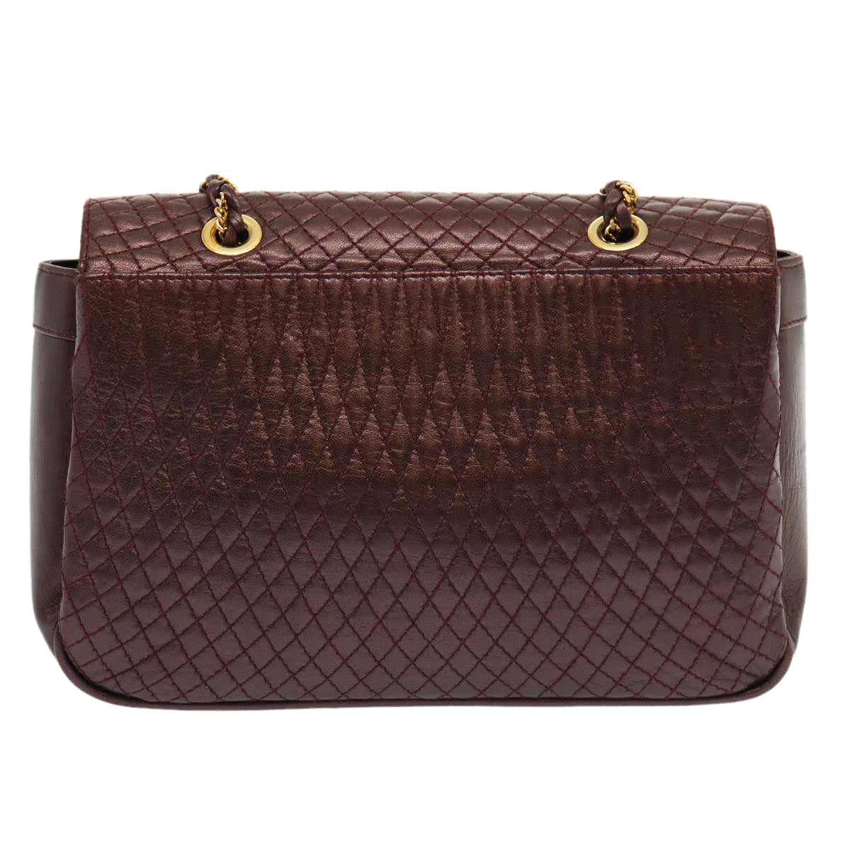 BALLY Quilted Shoulder Bag Leather Purple Auth mr084 - 0