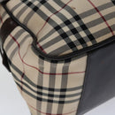 BURBERRY Nova Check Hand Bag Nylon Beige Auth mr097-14