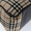 BURBERRY Nova Check Hand Bag Nylon Beige Auth mr097-16