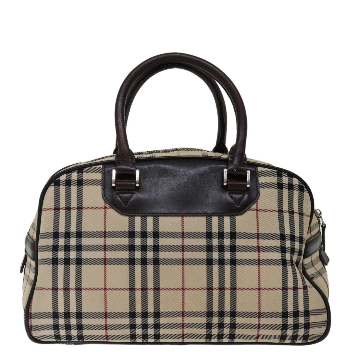 BURBERRY Nova Check Hand Bag Nylon Beige Auth mr097 - 0