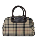BURBERRY Nova Check Hand Bag Nylon Beige Auth mr097-2