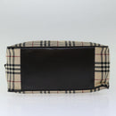 BURBERRY Nova Check Hand Bag Nylon Beige Auth mr097-5