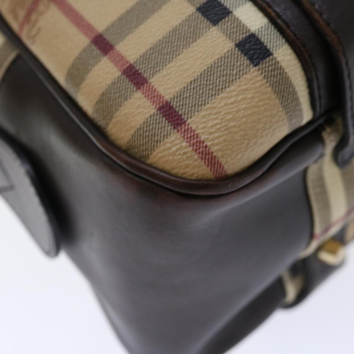 BURBERRY Nova Check Hand Bag PVC Beige Auth mr098