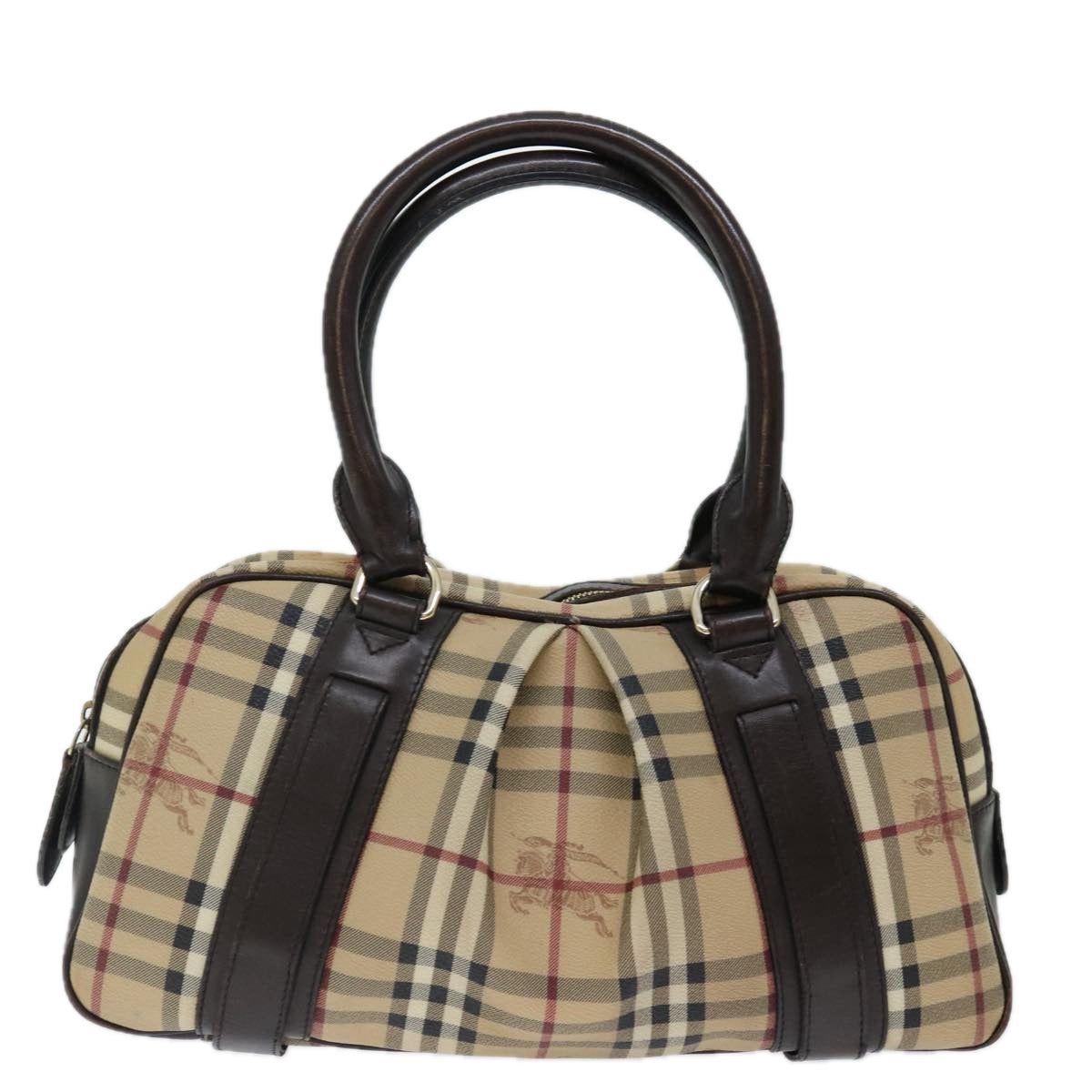 BURBERRY Nova Check Hand Bag PVC Beige Auth mr098