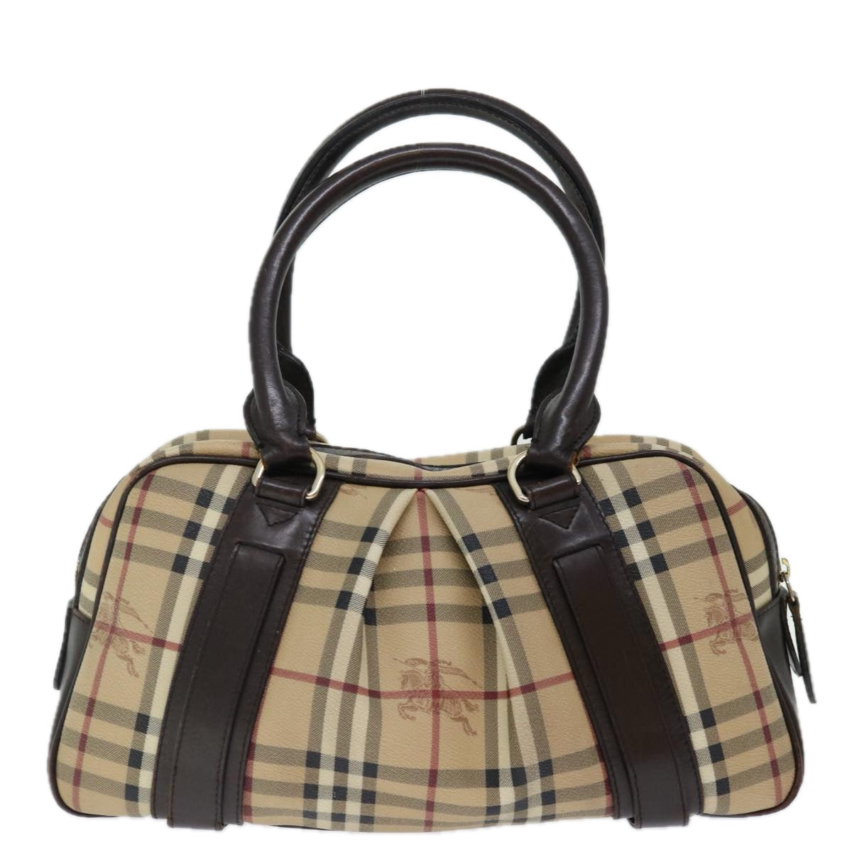 BURBERRY Nova Check Hand Bag PVC Beige Auth mr098 - 0