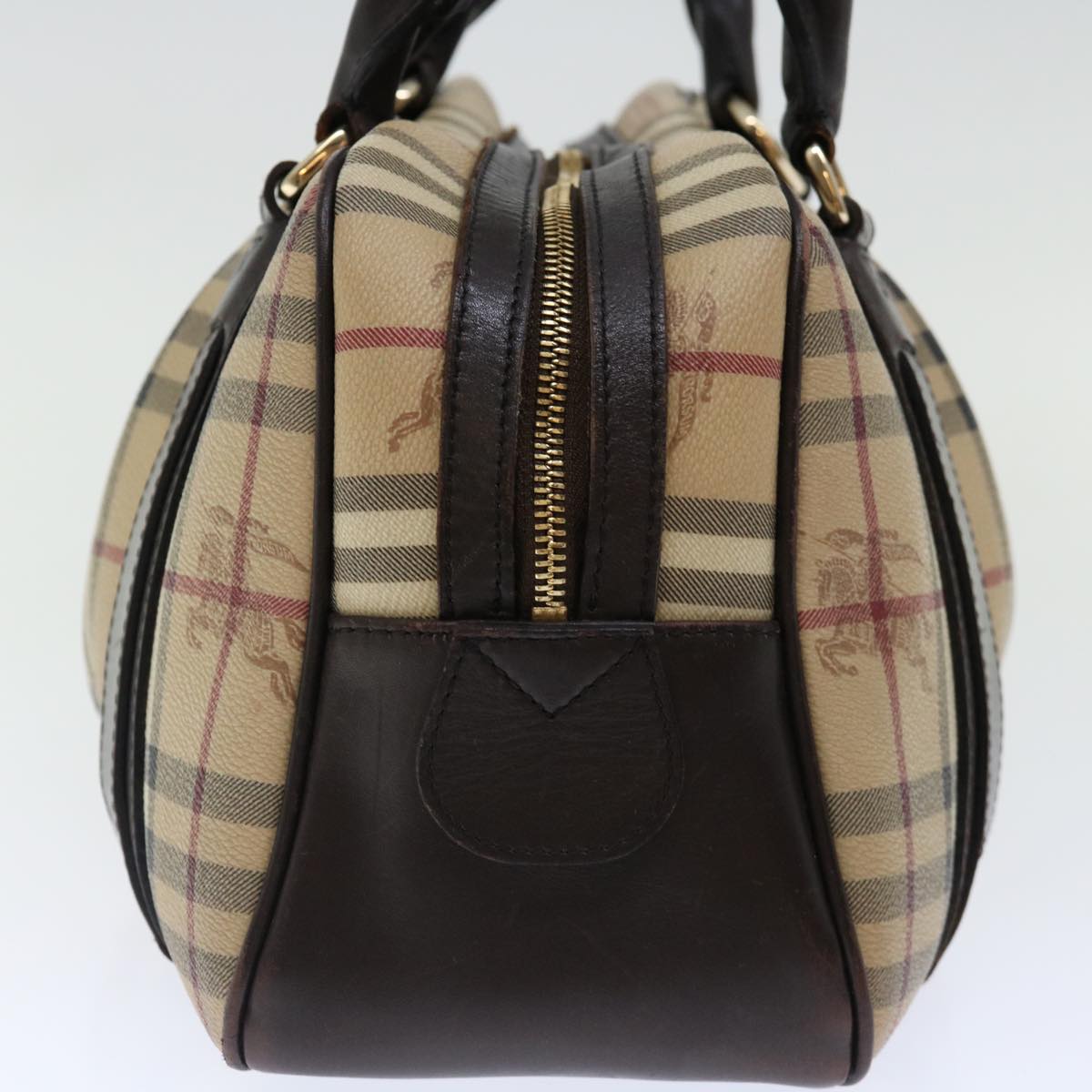 BURBERRY Nova Check Hand Bag PVC Beige Auth mr098