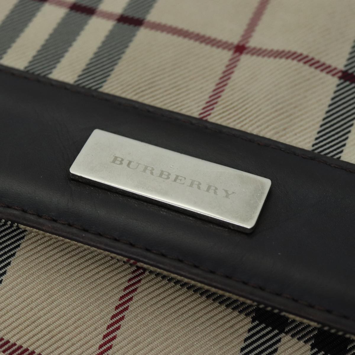 BURBERRY Nova Check Shoulder Bag Nylon Beige Auth mr099