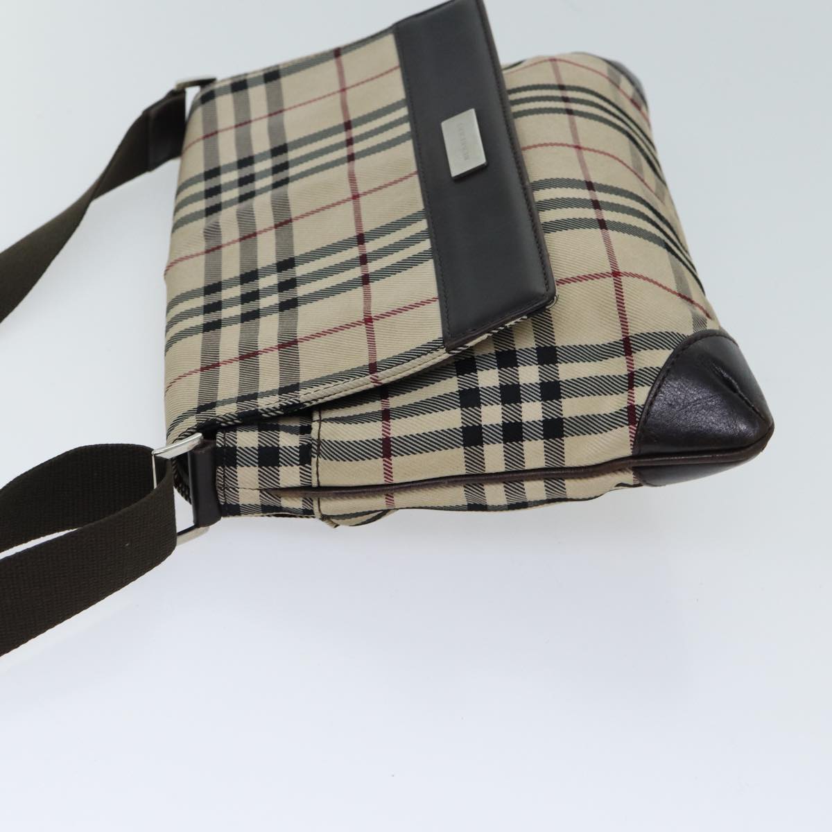 BURBERRY Nova Check Shoulder Bag Nylon Beige Auth mr099