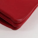 CELINE Trio Shoulder Bag Leather Red Gold Auth mr1004-14