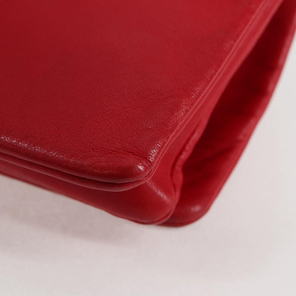 CELINE Trio Shoulder Bag Leather Red Gold Auth mr1004