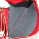 CELINE Trio Shoulder Bag Leather Red Gold Auth mr1004-17