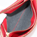 CELINE Trio Shoulder Bag Leather Red Gold Auth mr1004-18