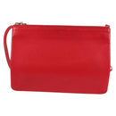 CELINE Trio Shoulder Bag Leather Red Gold Auth mr1004-2