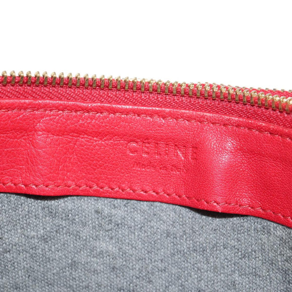 CELINE Trio Shoulder Bag Leather Red Gold Auth mr1004