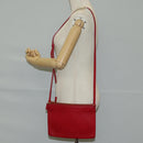 CELINE Trio Shoulder Bag Leather Red Gold Auth mr1004-22