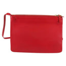 CELINE Trio Shoulder Bag Leather Red Gold Auth mr1004-3