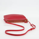 CELINE Trio Shoulder Bag Leather Red Gold Auth mr1004-7