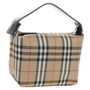 BURBERRY Nova Check Shoulder Bag Nylon Beige Black Silver Auth mr1010-1