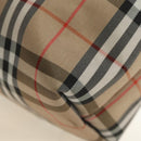BURBERRY Nova Check Shoulder Bag Nylon Beige Black Silver Auth mr1010-10