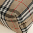 BURBERRY Nova Check Shoulder Bag Nylon Beige Black Silver Auth mr1010-12
