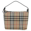 BURBERRY Nova Check Shoulder Bag Nylon Beige Black Silver Auth mr1010-13