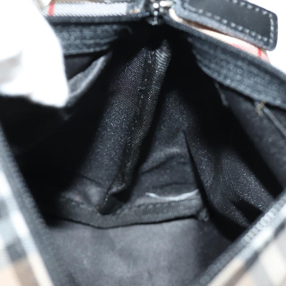 BURBERRY Nova Check Shoulder Bag Nylon Beige Black Silver Auth mr1010