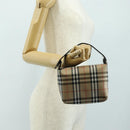 BURBERRY Nova Check Shoulder Bag Nylon Beige Black Silver Auth mr1010-24