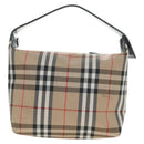 BURBERRY Nova Check Shoulder Bag Nylon Beige Black Silver Auth mr1010-2