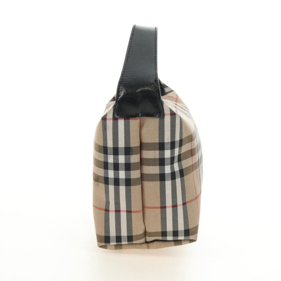 BURBERRY Nova Check Shoulder Bag Nylon Beige Black Silver Auth mr1010