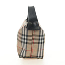 BURBERRY Nova Check Shoulder Bag Nylon Beige Black Silver Auth mr1010-7