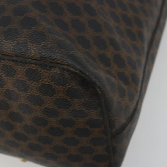 CELINE Macadam Canvas Shoulder Bag PVC Leather Black Gold Auth mr1013