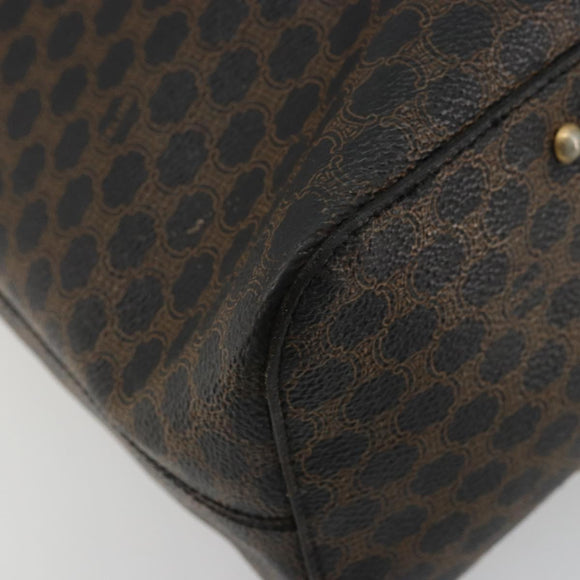 CELINE Macadam Canvas Shoulder Bag PVC Leather Black Gold Auth mr1013