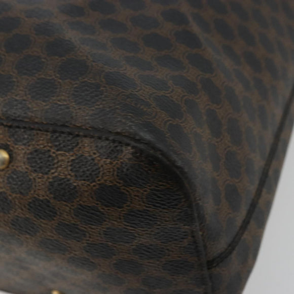 CELINE Macadam Canvas Shoulder Bag PVC Leather Black Gold Auth mr1013