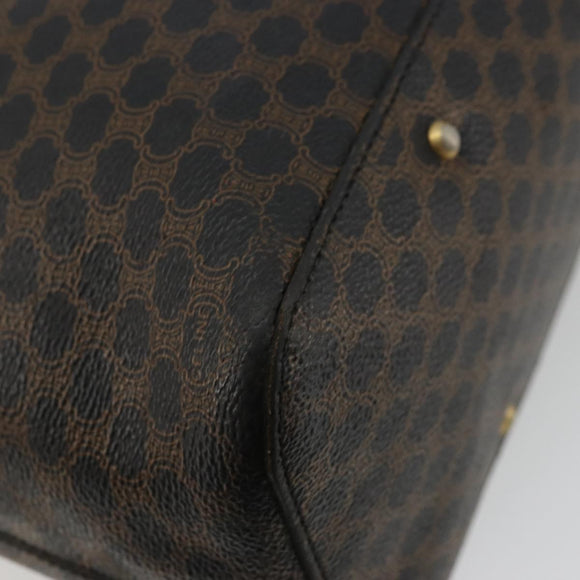CELINE Macadam Canvas Shoulder Bag PVC Leather Black Gold Auth mr1013
