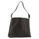 CELINE Macadam Canvas Shoulder Bag PVC Leather Black Gold Auth mr1013-1