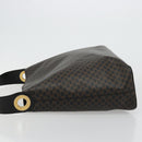 CELINE Macadam Canvas Shoulder Bag PVC Leather Black Gold Auth mr1013-4