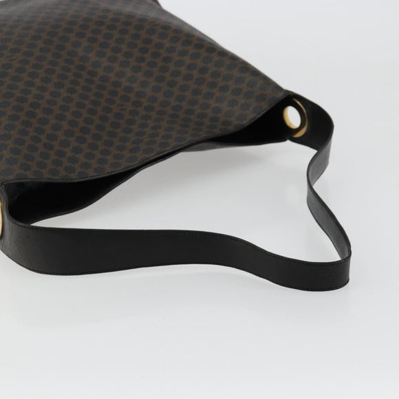 CELINE Macadam Canvas Shoulder Bag PVC Leather Black Gold Auth mr1013
