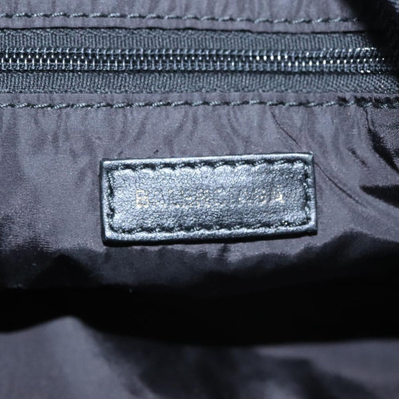 BALENCIAGA Boston Bag Canvas Black Silver Auth mr1018V
