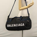 BALENCIAGA Boston Bag Canvas Black Silver Auth mr1018V-25