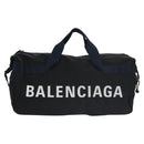 BALENCIAGA Boston Bag Canvas Black Silver Auth mr1018V-13