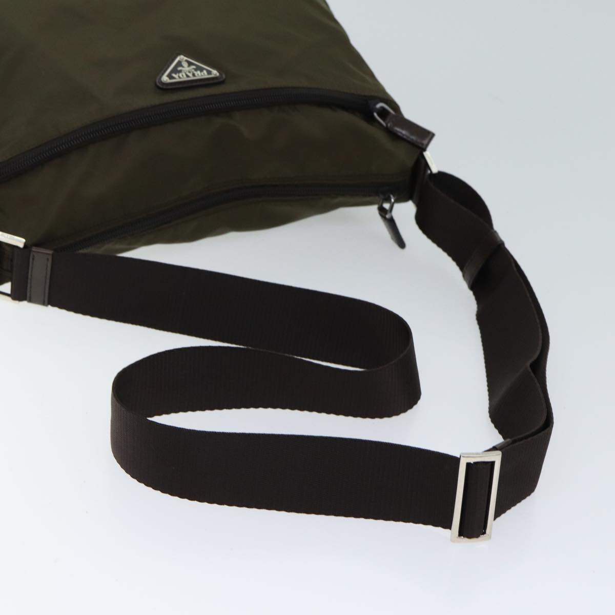 PRADA Shoulder Bag Nylon Khaki Auth mr102