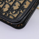 Christian Dior Trotter Canvas Chain Shoulder Bag Navy Gold Auth mr1030-12