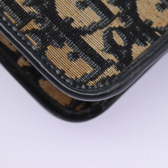 Christian Dior Trotter Canvas Chain Shoulder Bag Navy Gold Auth mr1030