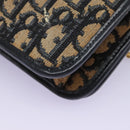 Christian Dior Trotter Canvas Chain Shoulder Bag Navy Gold Auth mr1030-9